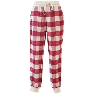 New American Eagle Plaid Soft Flannel Jogger Pajama Pants Red White Size XXS